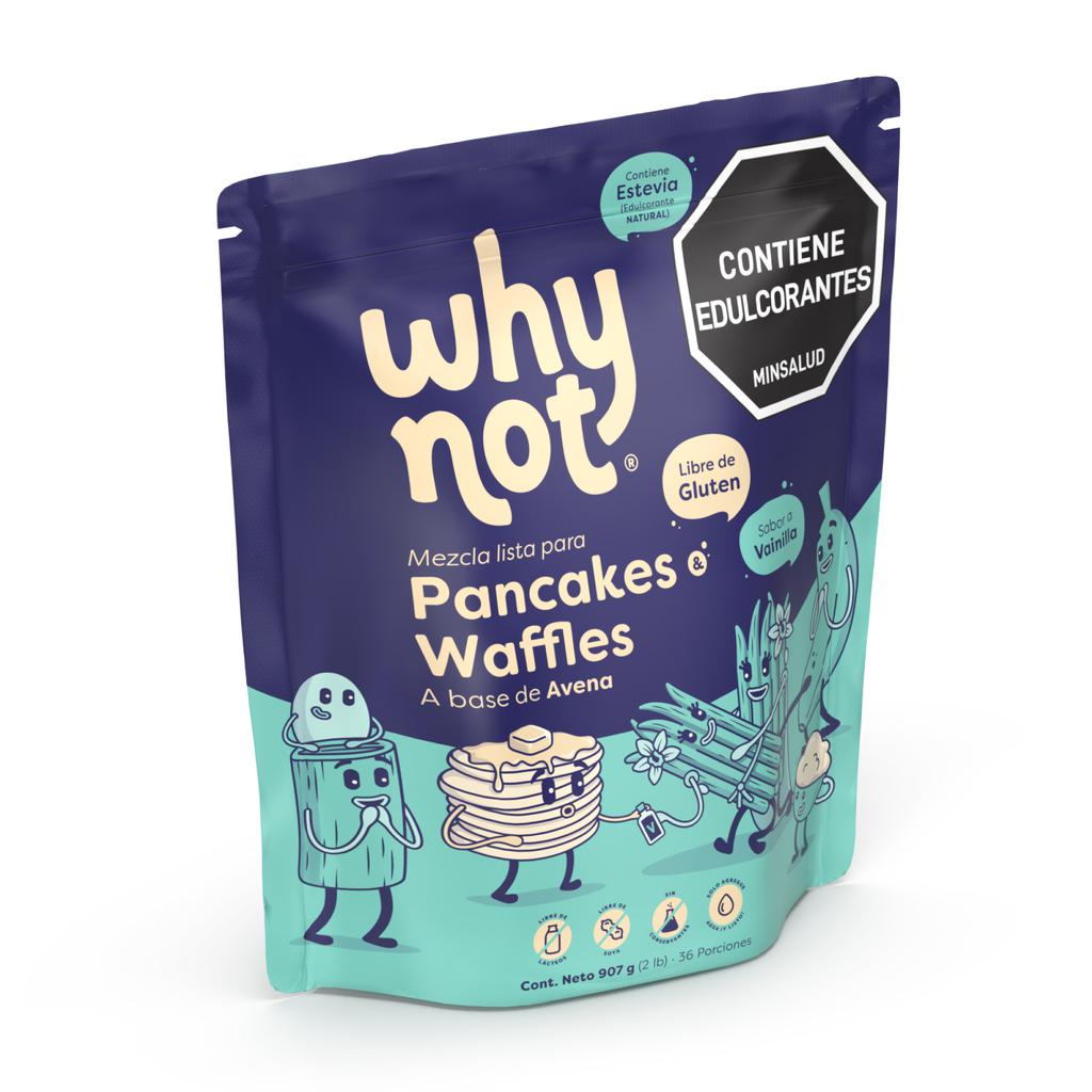Why Not Mezcla para Pancakes y Waffles a Base de Avena Sabor Vainilla 907 g