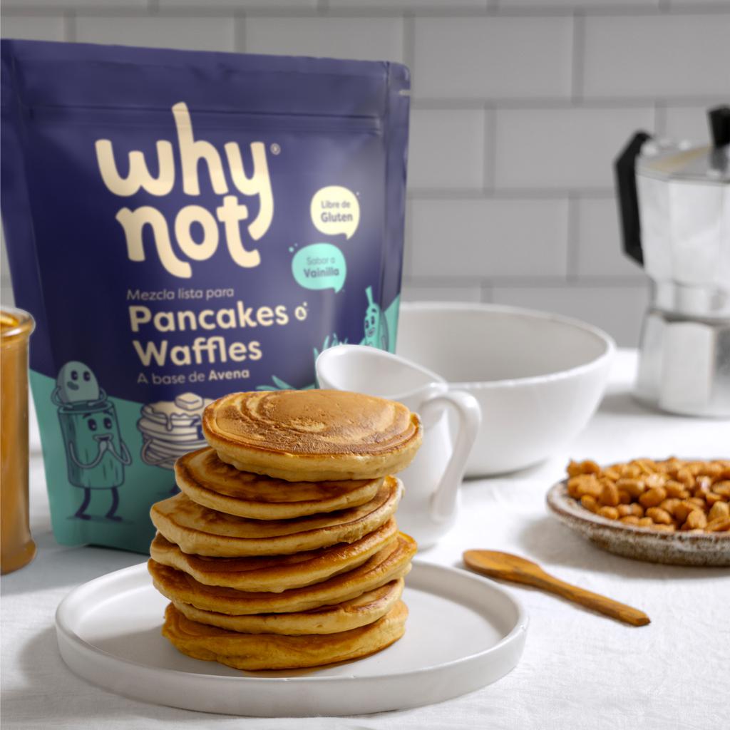 Why Not Mezcla para Pancakes y Waffles a Base de Avena Sabor Vainilla 907 g