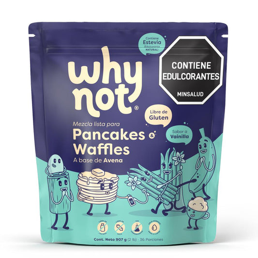 Why Not Mezcla para Pancakes y Waffles a Base de Avena Sabor Vainilla 907 g