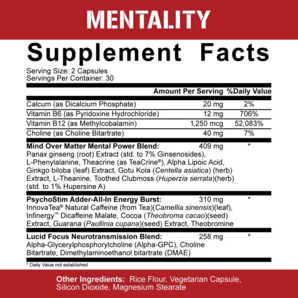 Mentality Nootropic 60 caps | Rich Piana 5% Nutrition